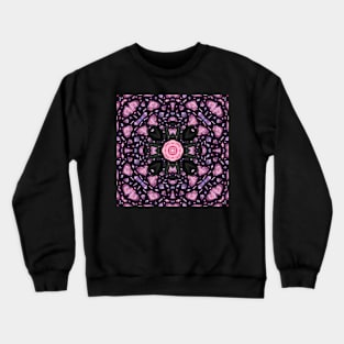 Crystal Hearts and Flowers Valentines Kaleidoscope pattern (Seamless) 14 Crewneck Sweatshirt